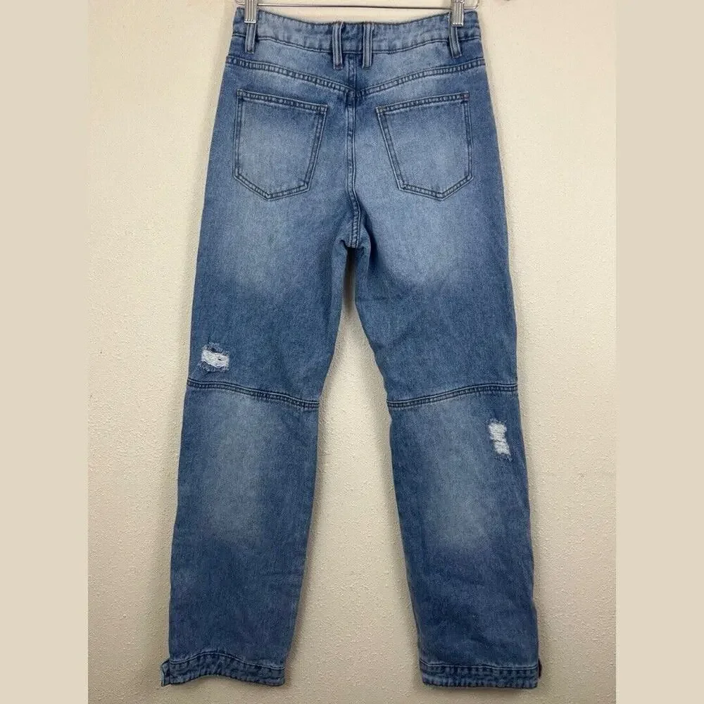 Hot Topic Indigo Light Wash Distressed Carpenter Denim Jeans Mens Size 28 X 32